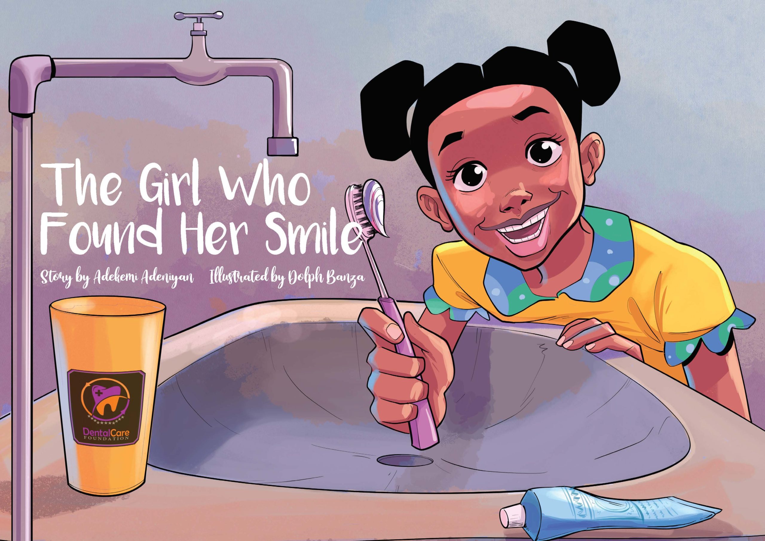 Cartoon of a child with a toothbrush